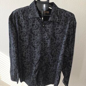 BLUE PRONTO UOMO MEN SIZE 3X 100% COTTON BLACK AND GRAY LONG SLEEVE SHIRT